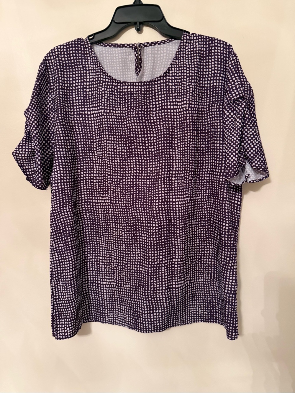 Purple Dot-Print Short Sleeve Women’s Shirt